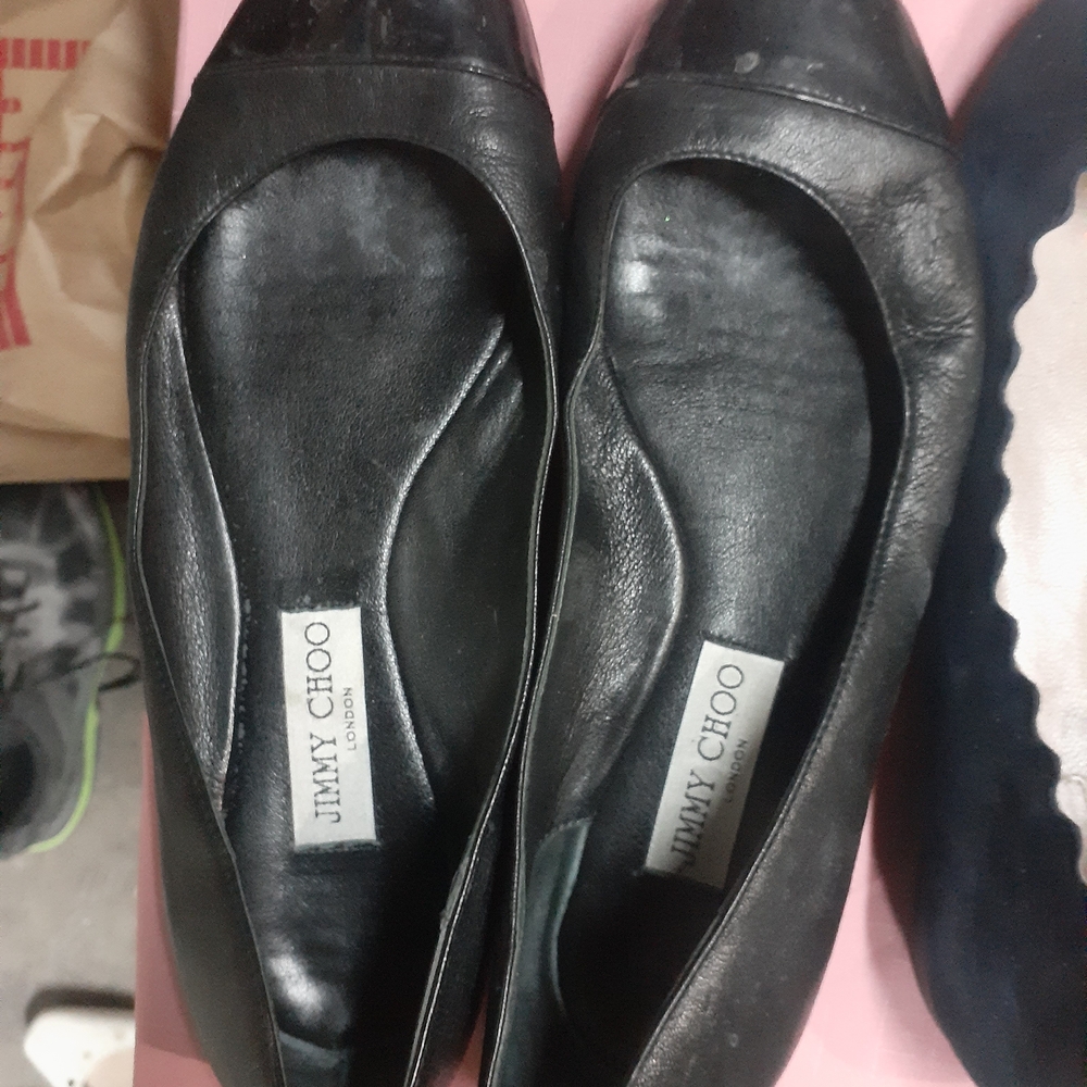 Jimmy Choo Black Leather Flats